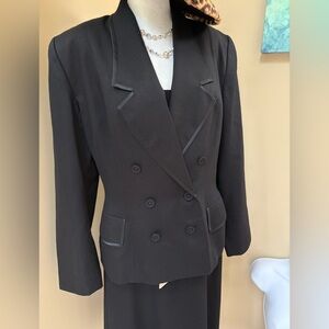Vintage ZELDA 100% Wool Jacket 🖤 Tuxedo Double Breasted Silk Trim Size 10